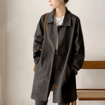 Women’s Classic Single-Breasted Spread Collar Trench Coat
