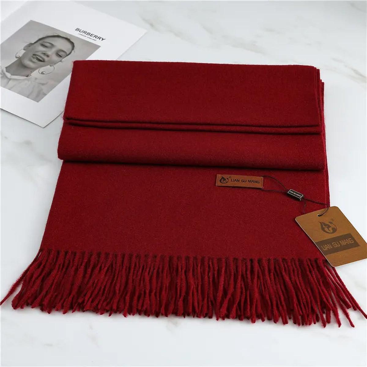 Women’s Classic Warm Plain Soft Woven Tassel Scarf
