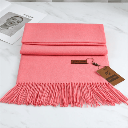 Women’s Classic Warm Plain Soft Woven Tassel Scarf