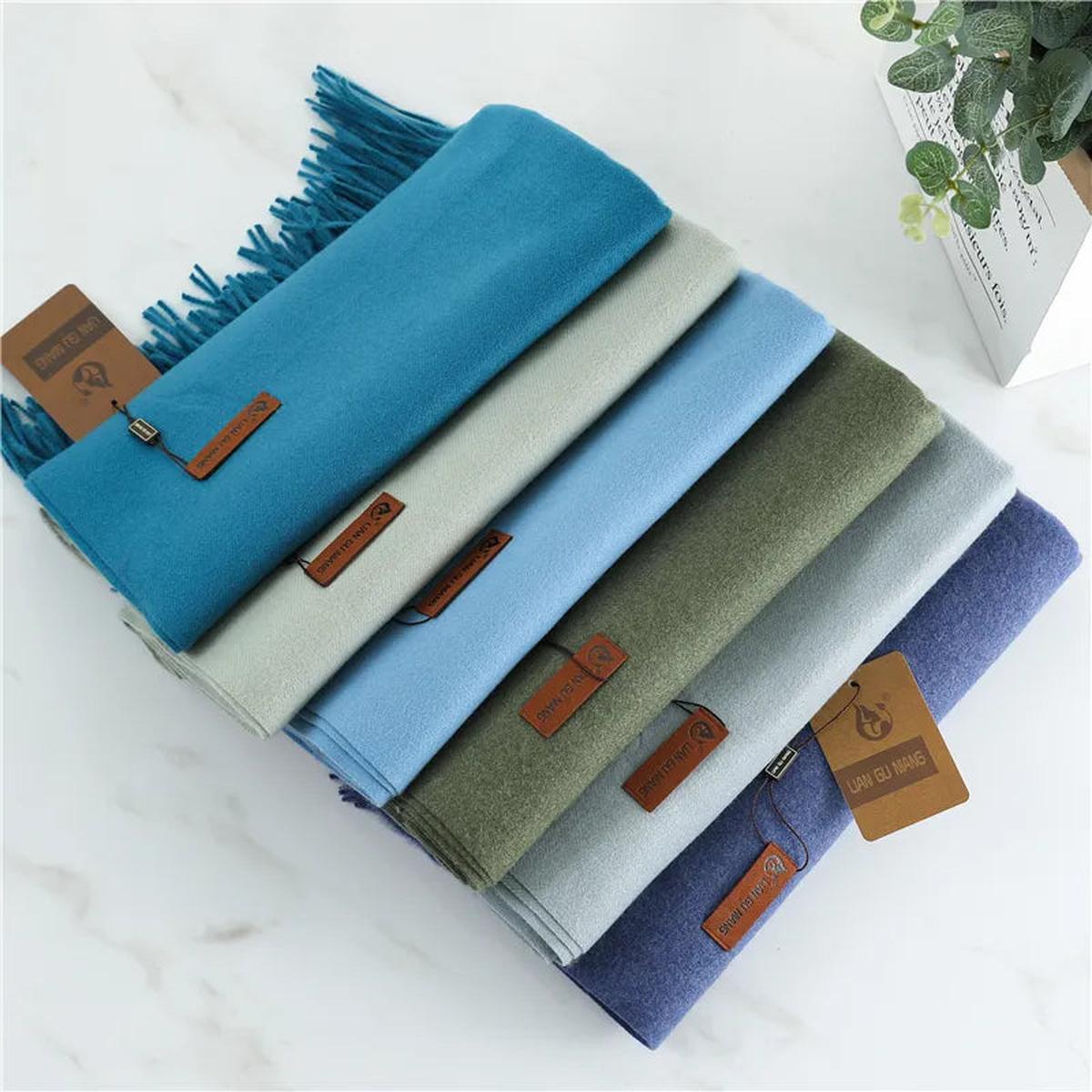 Women’s Classic Warm Plain Soft Woven Tassel Scarf