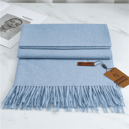 Women’s Classic Warm Plain Soft Woven Tassel Scarf
