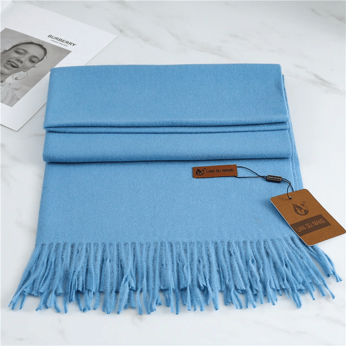 Women’s Classic Warm Plain Soft Woven Tassel Scarf
