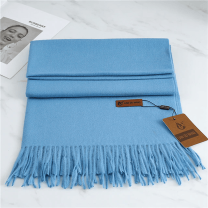 Women’s Classic Warm Plain Soft Woven Tassel Scarf