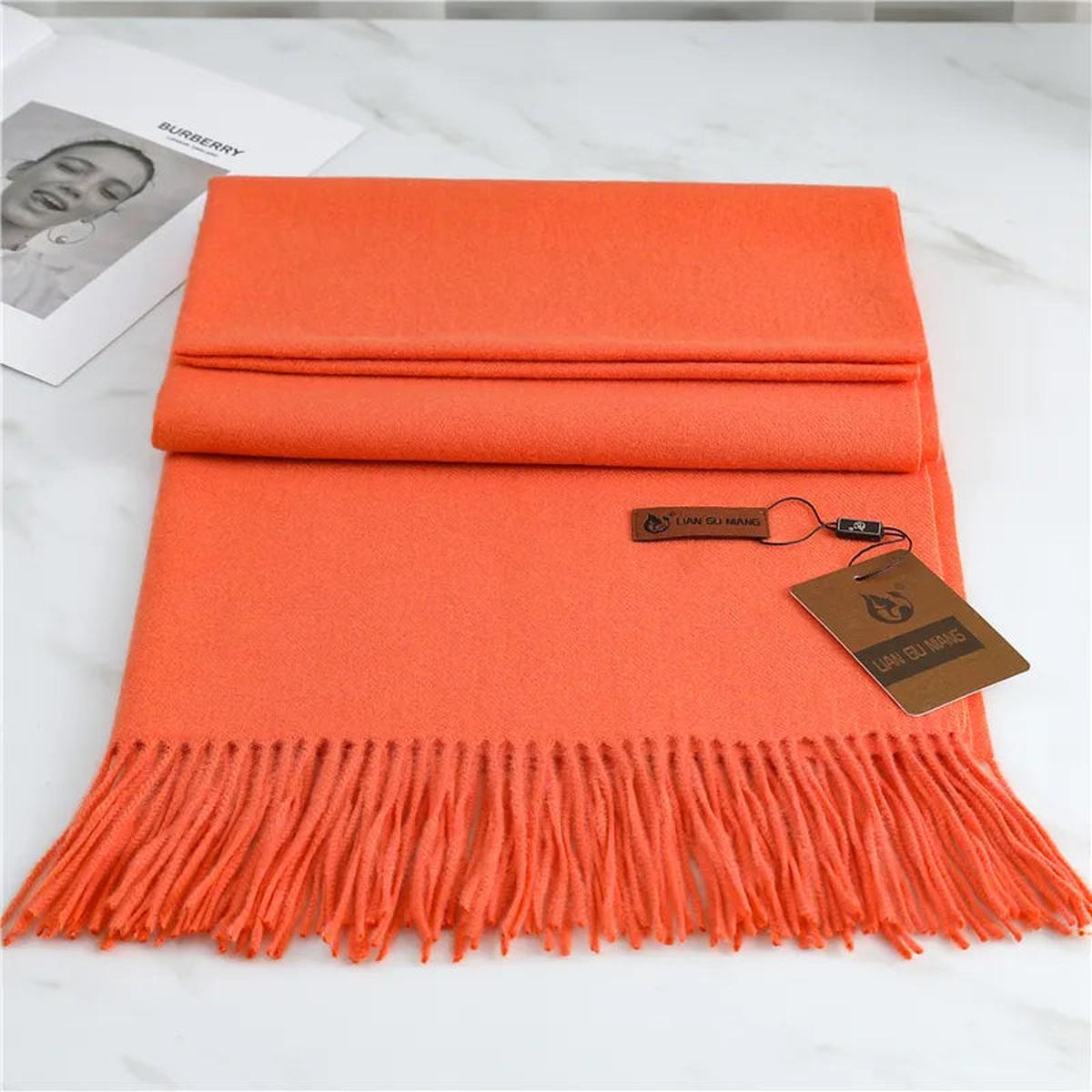 Women’s Classic Warm Plain Soft Woven Tassel Scarf