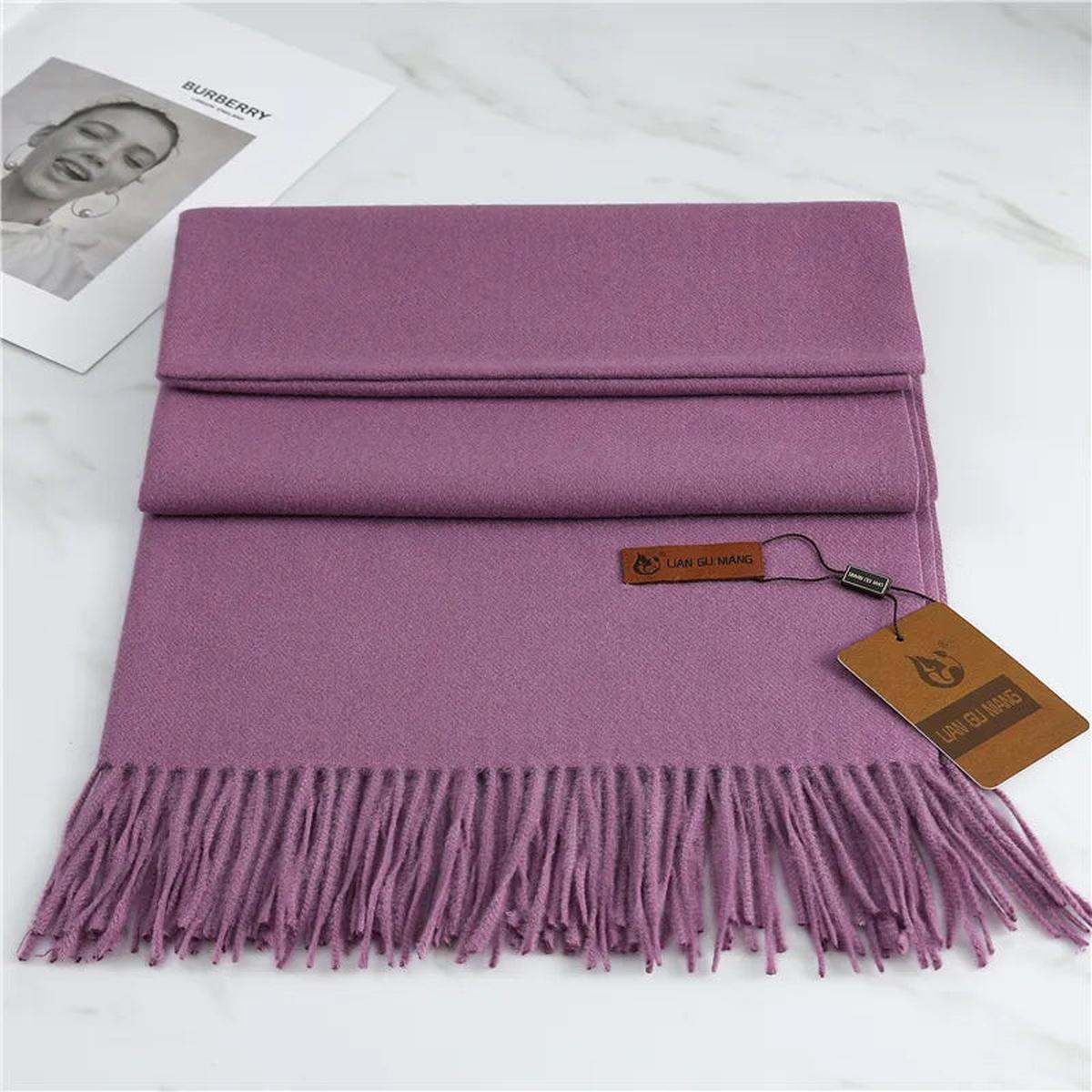 Women’s Classic Warm Plain Soft Woven Tassel Scarf