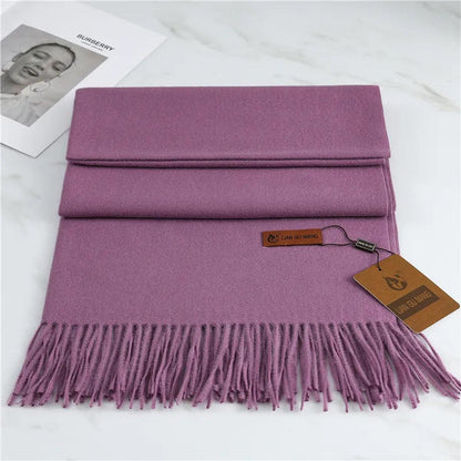 Women’s Classic Warm Plain Soft Woven Tassel Scarf