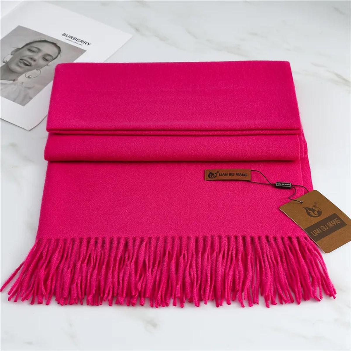 Women’s Classic Warm Plain Soft Woven Tassel Scarf