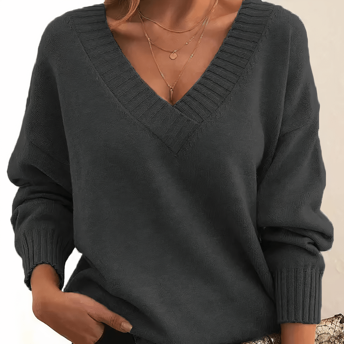 Women’s Comfort Knitted V-Neck Jumper