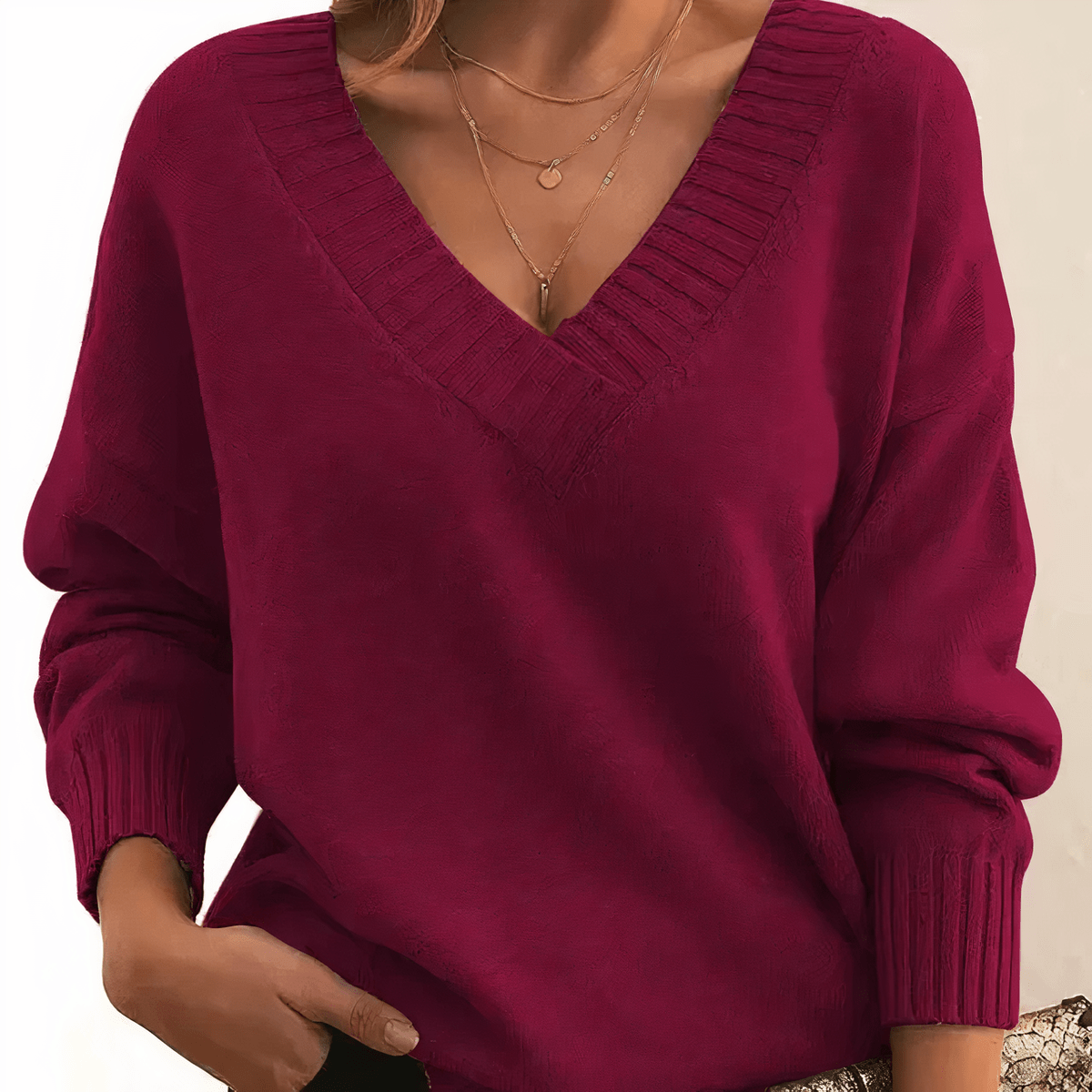 Women’s Comfort Knitted V-Neck Jumper