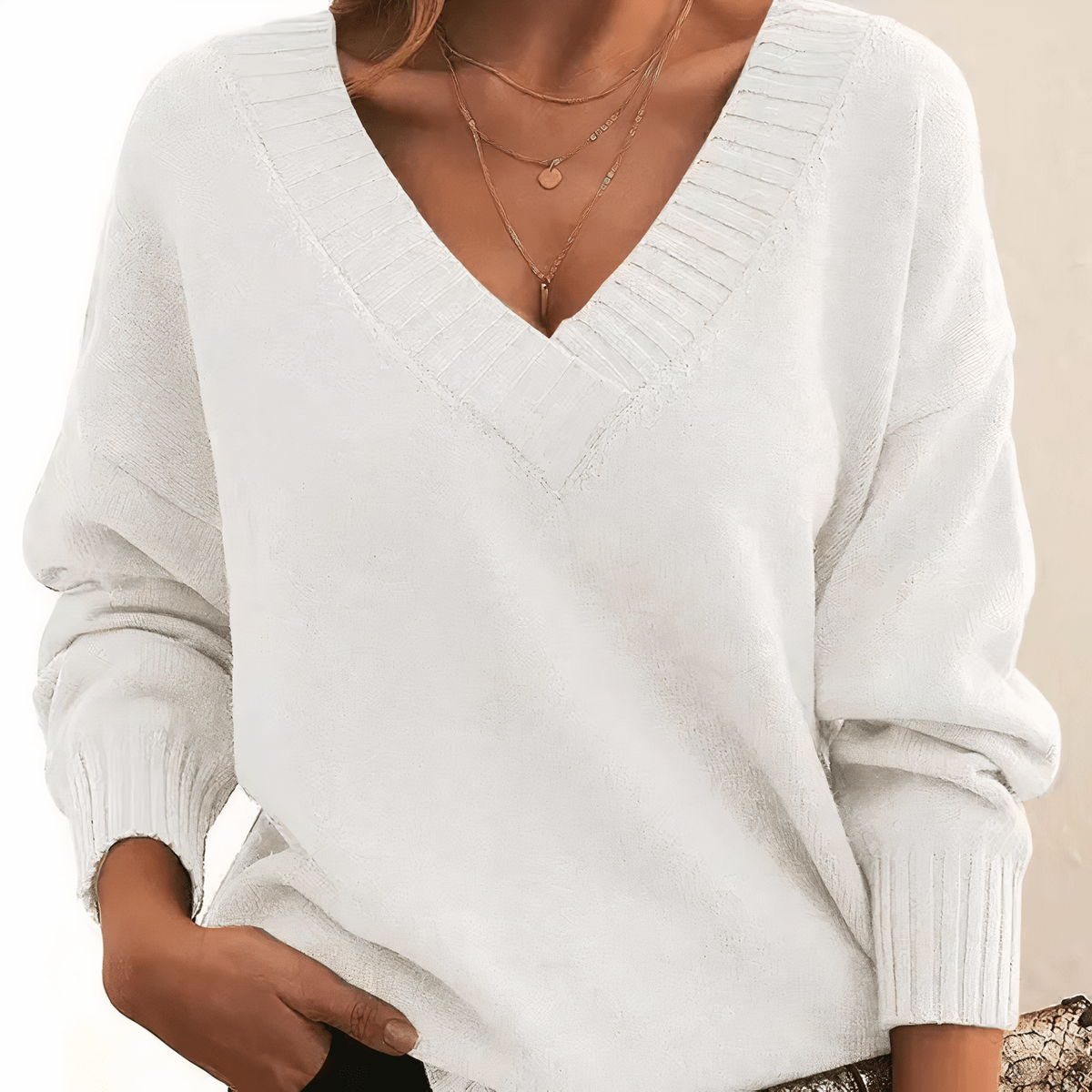Women’s Comfort Knitted V-Neck Jumper