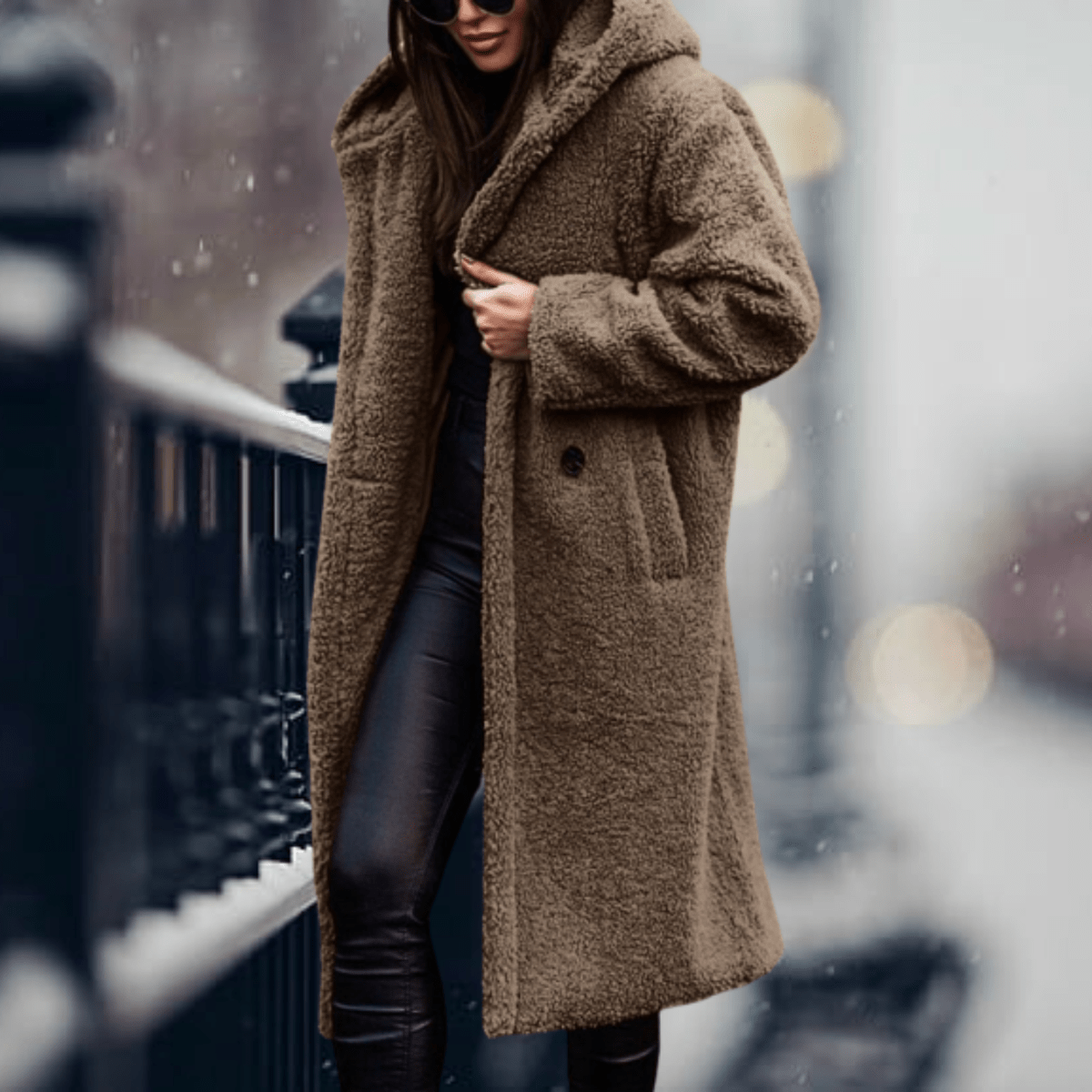 Women’s Cosy Hooded Faux Fur Long Coat