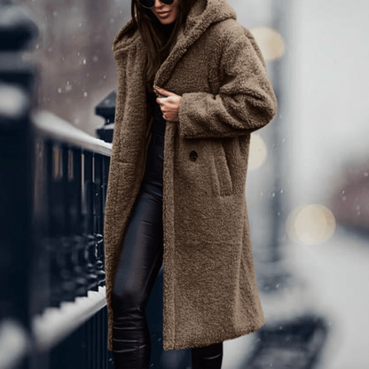 Women’s Cosy Hooded Faux Fur Long Coat