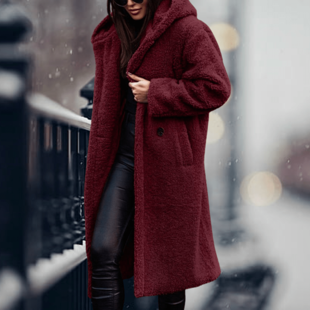 Women’s Cosy Hooded Faux Fur Long Coat