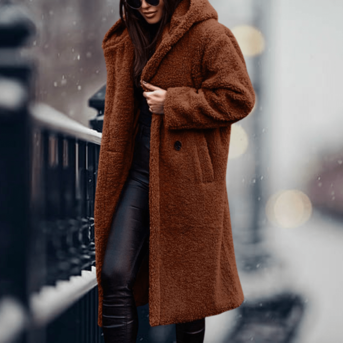 Women’s Cosy Hooded Faux Fur Long Coat