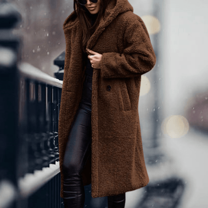 Women’s Cosy Hooded Faux Fur Long Coat
