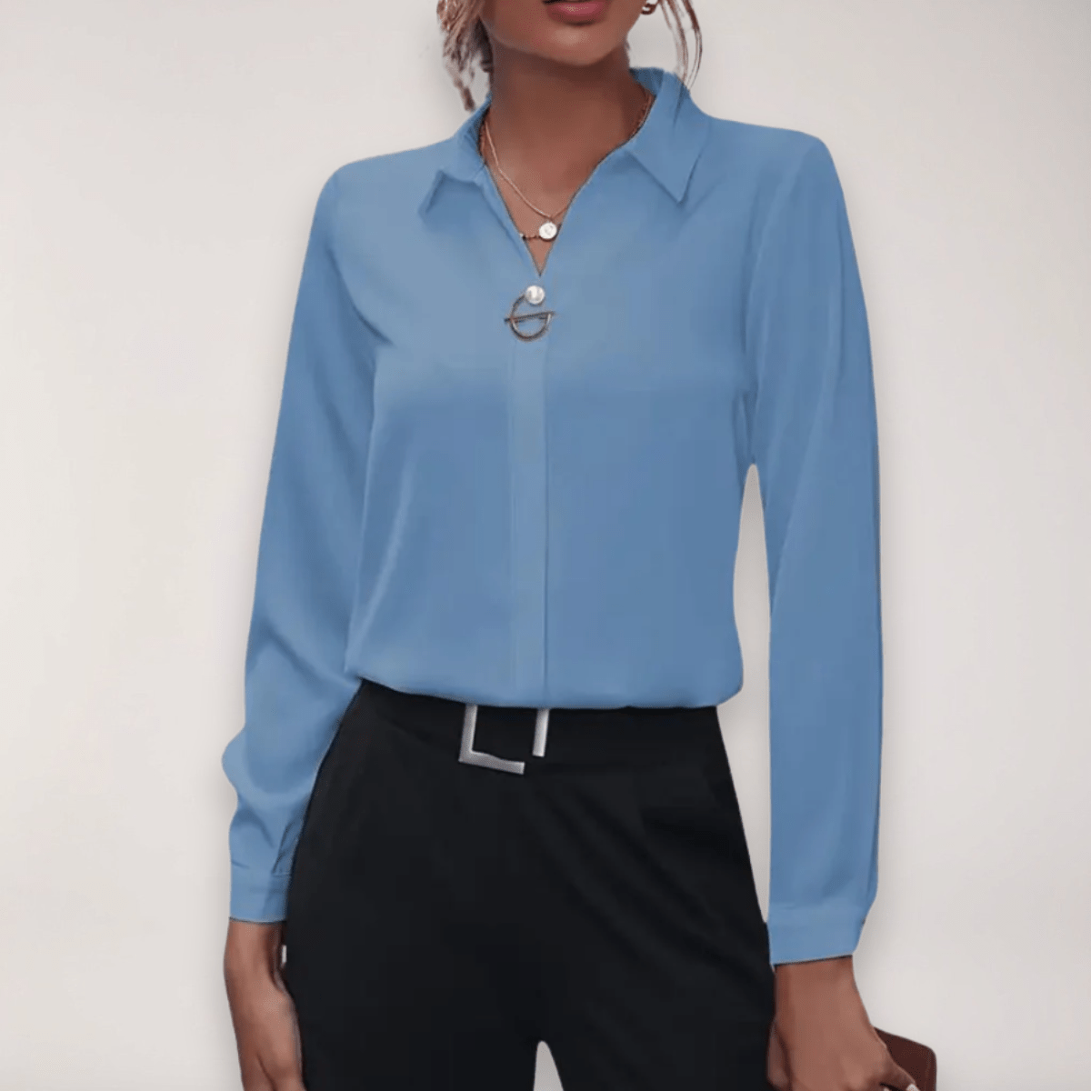 Women’s Elegant Long Sleeve Top Smart Tailored Blouse