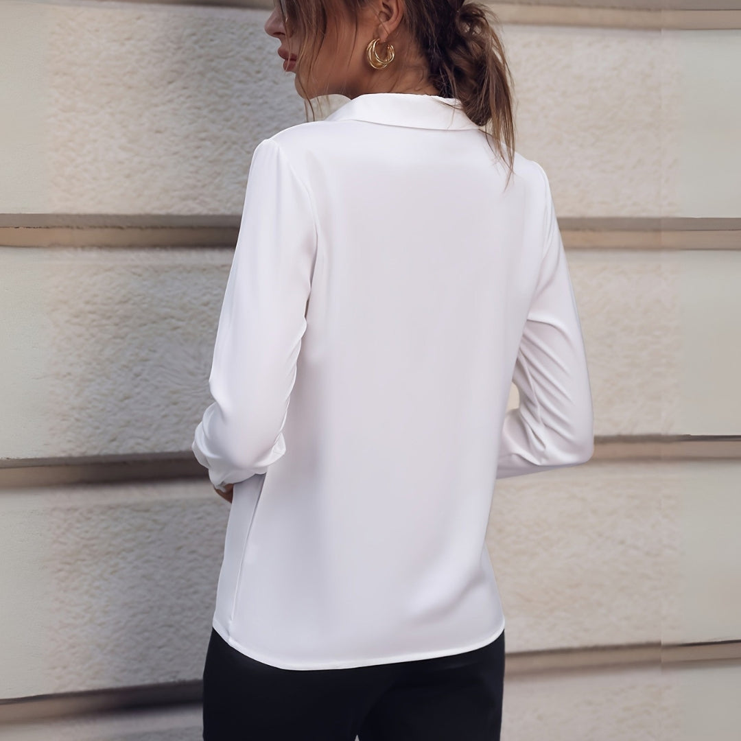 Women’s Elegant Long Sleeve Top Smart Tailored Blouse