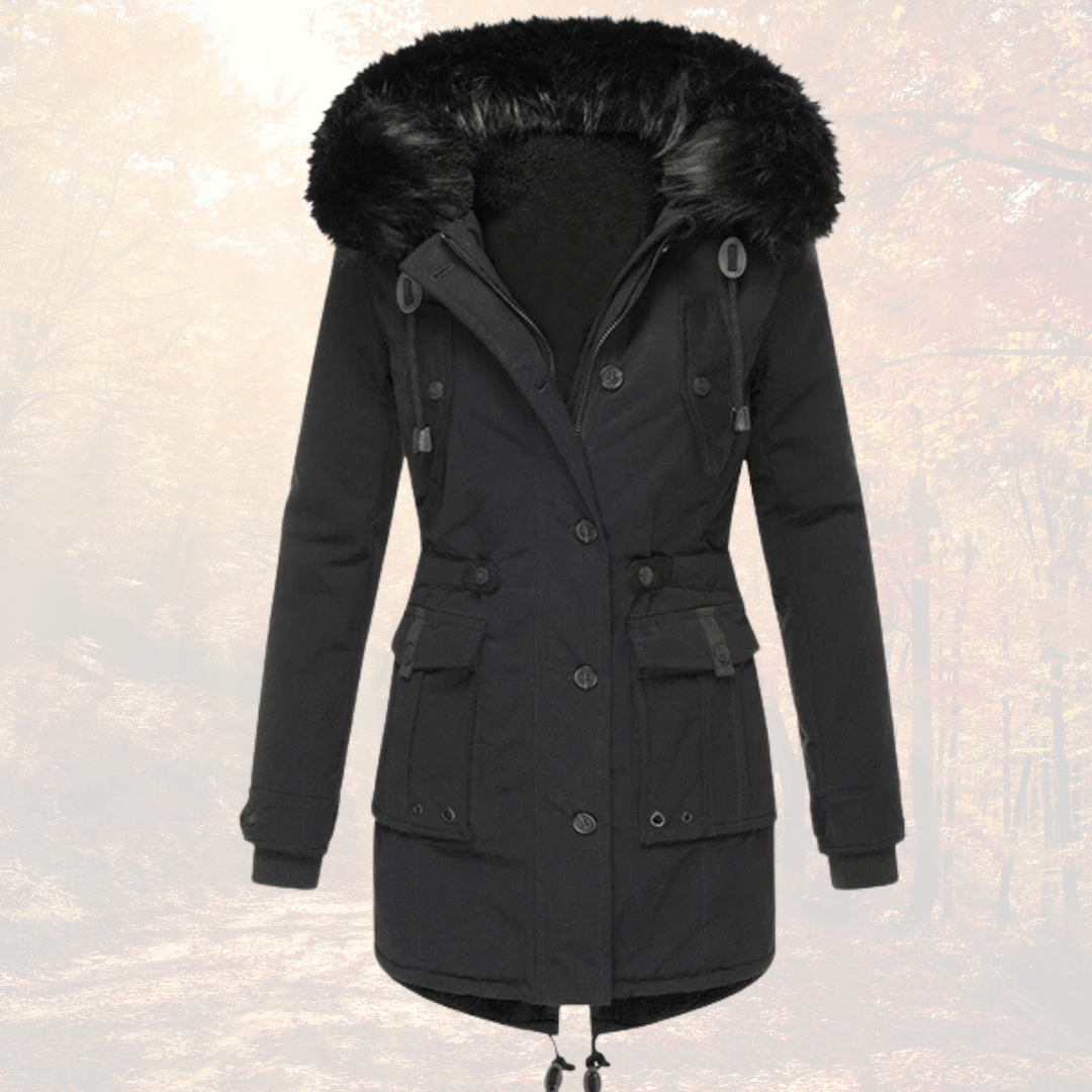 Women’s Faux Fur Collar Hooded Winter Parka Coat