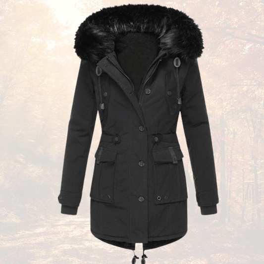 Women’s Faux Fur Collar Hooded Winter Parka Coat