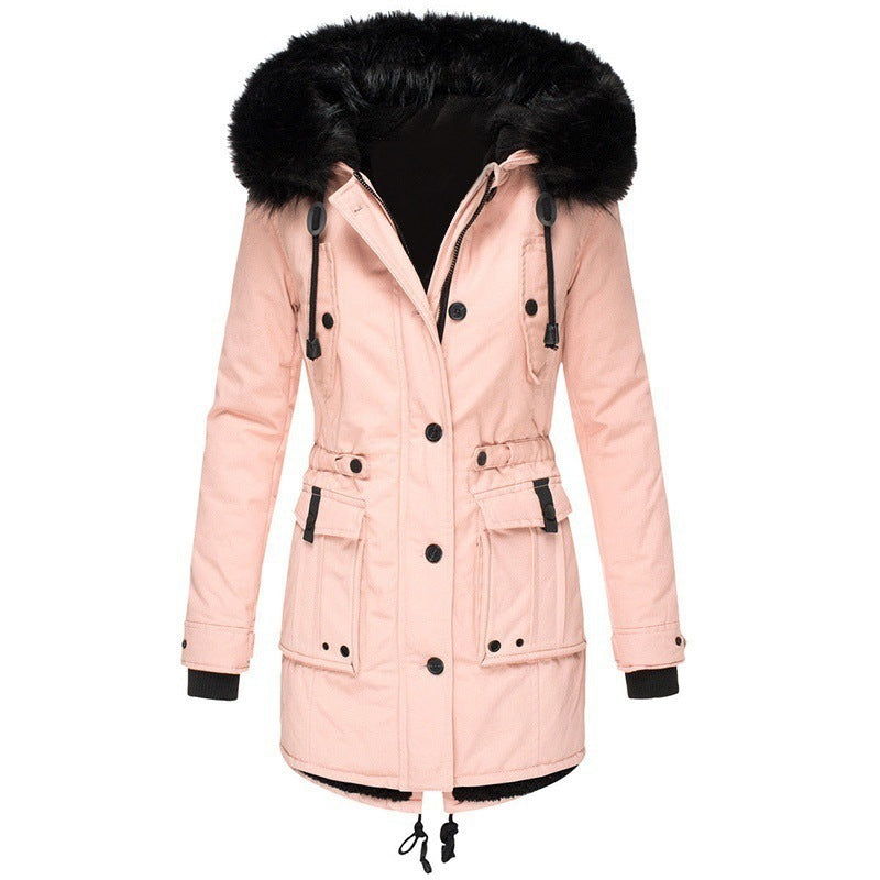 Women’s Faux Fur Collar Hooded Winter Parka Coat