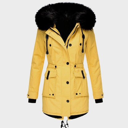 Women’s Faux Fur Collar Hooded Winter Parka Coat