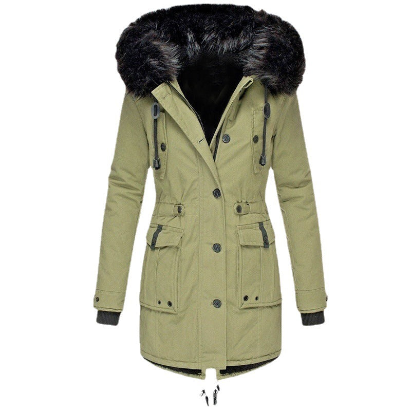 Women’s Faux Fur Collar Hooded Winter Parka Coat