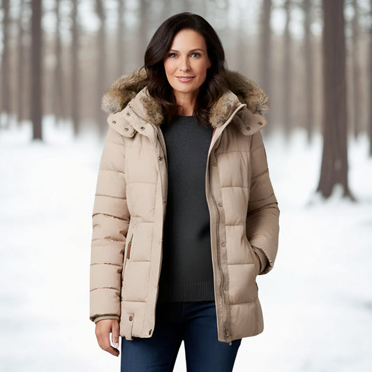 Women's Faux Fur Hooded Warm Winter Puffer Jacket