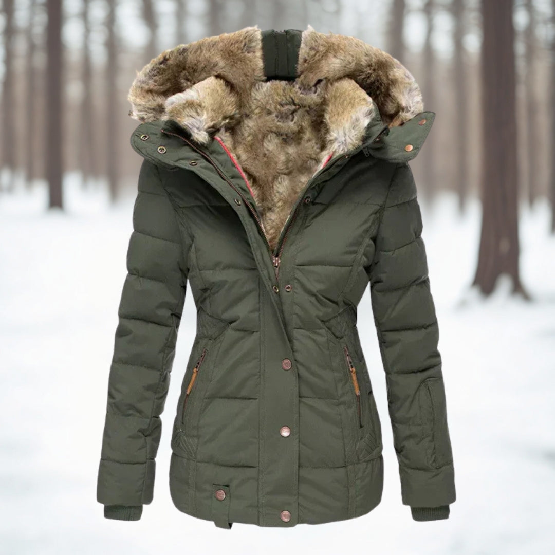 Women's Faux Fur Hooded Warm Winter Puffer Jacket
