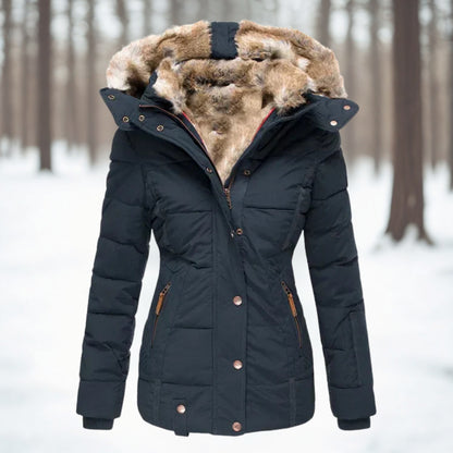 Women's Faux Fur Hooded Warm Winter Puffer Jacket