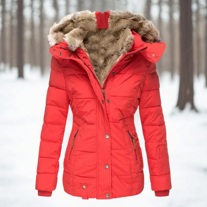 Women's Faux Fur Hooded Warm Winter Puffer Jacket