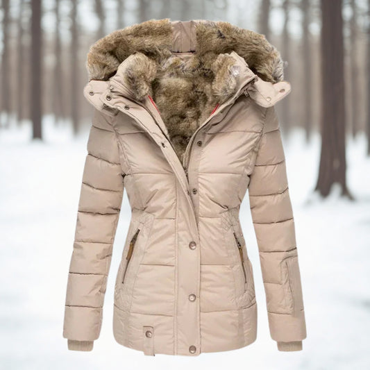 Women's Faux Fur Hooded Warm Winter Puffer Jacket