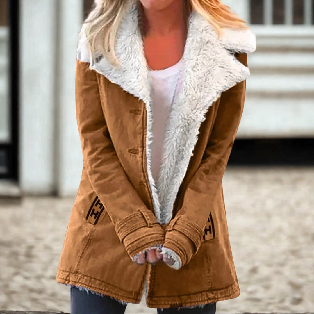 Women’s Faux Shearling Notched Collar Jacket