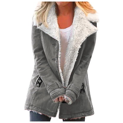 Women’s Faux Shearling Notched Collar Jacket