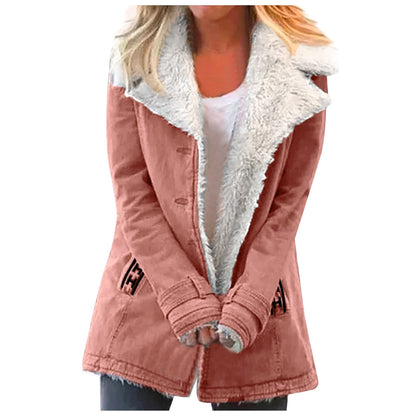 Women’s Faux Shearling Notched Collar Jacket