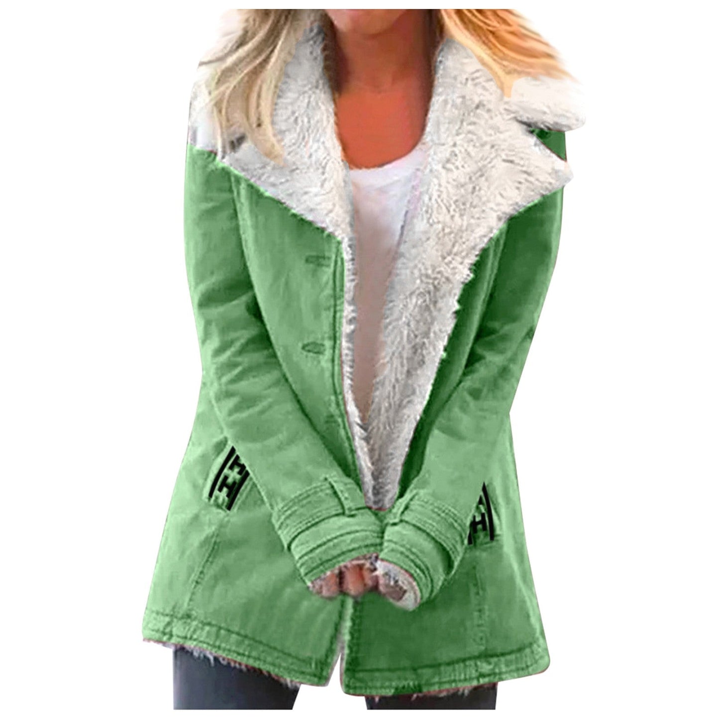 Women’s Faux Shearling Notched Collar Jacket