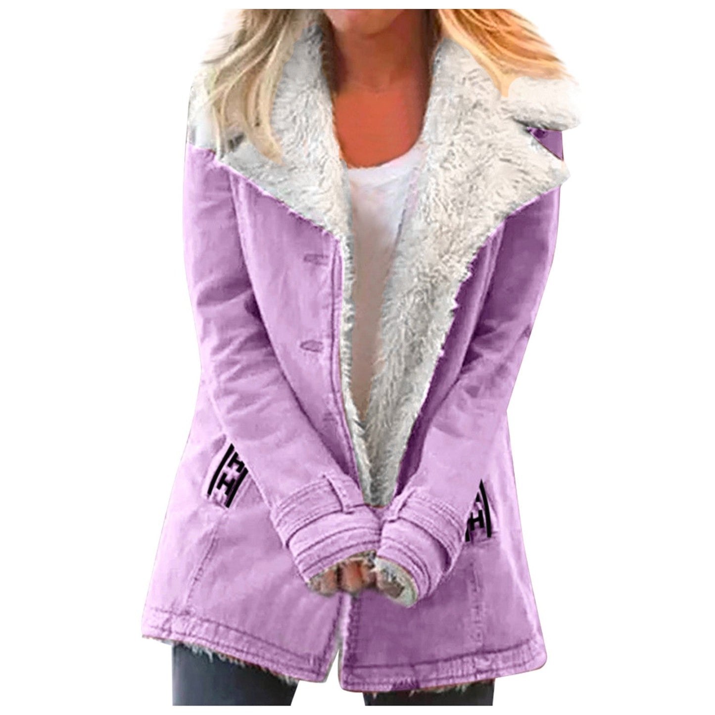 Women’s Faux Shearling Notched Collar Jacket
