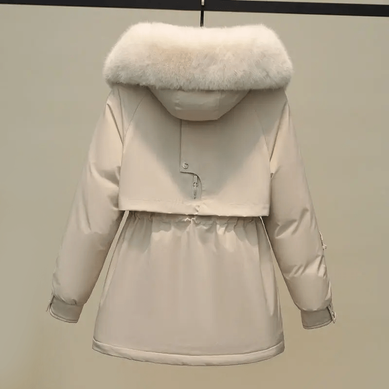Women’s Fleece Lining Winter Puffer Parka Jacket with Faux Fur Collar