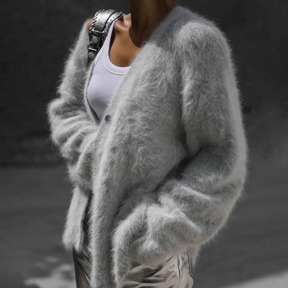 Women’s Fluffy Relaxed Fit Knitted Cardigan