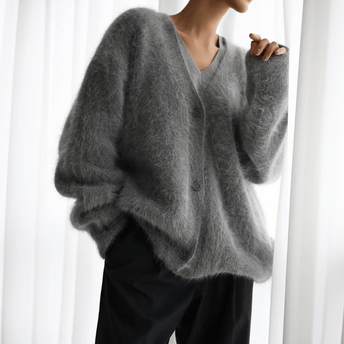 Women’s Fluffy Relaxed Fit Knitted Cardigan