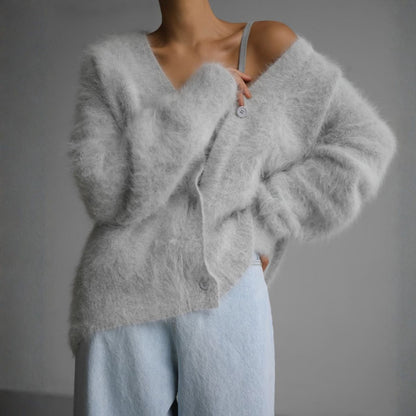 Women’s Fluffy Relaxed Fit Knitted Cardigan