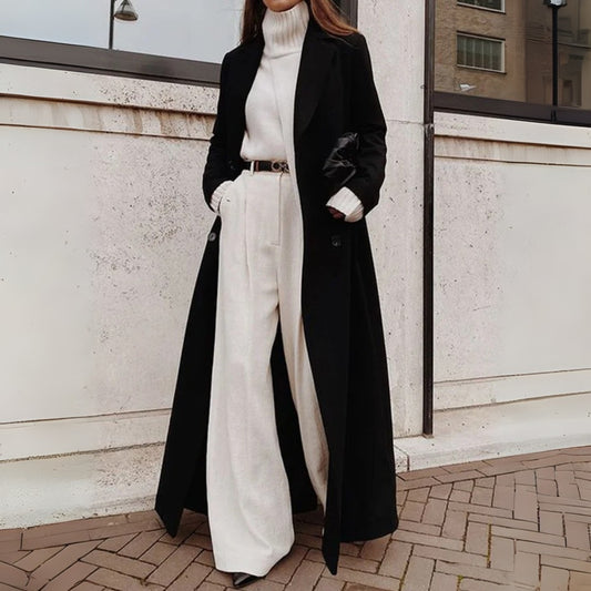 Women’s Formal Longline Black Maxi Overcoat