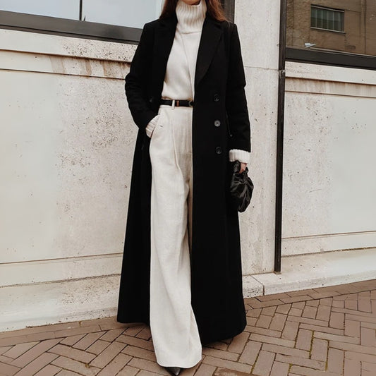 Women’s Formal Longline Black Maxi Overcoat