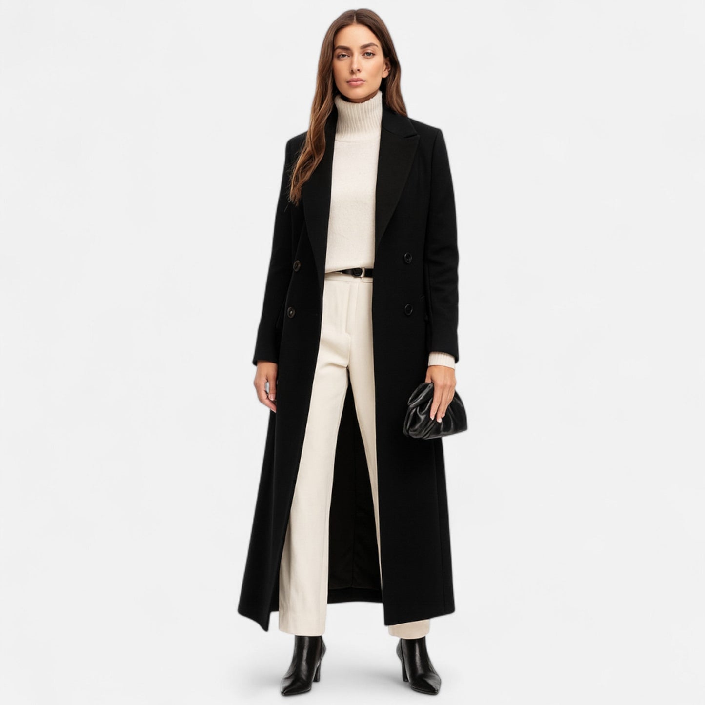 Women’s Formal Longline Black Maxi Overcoat