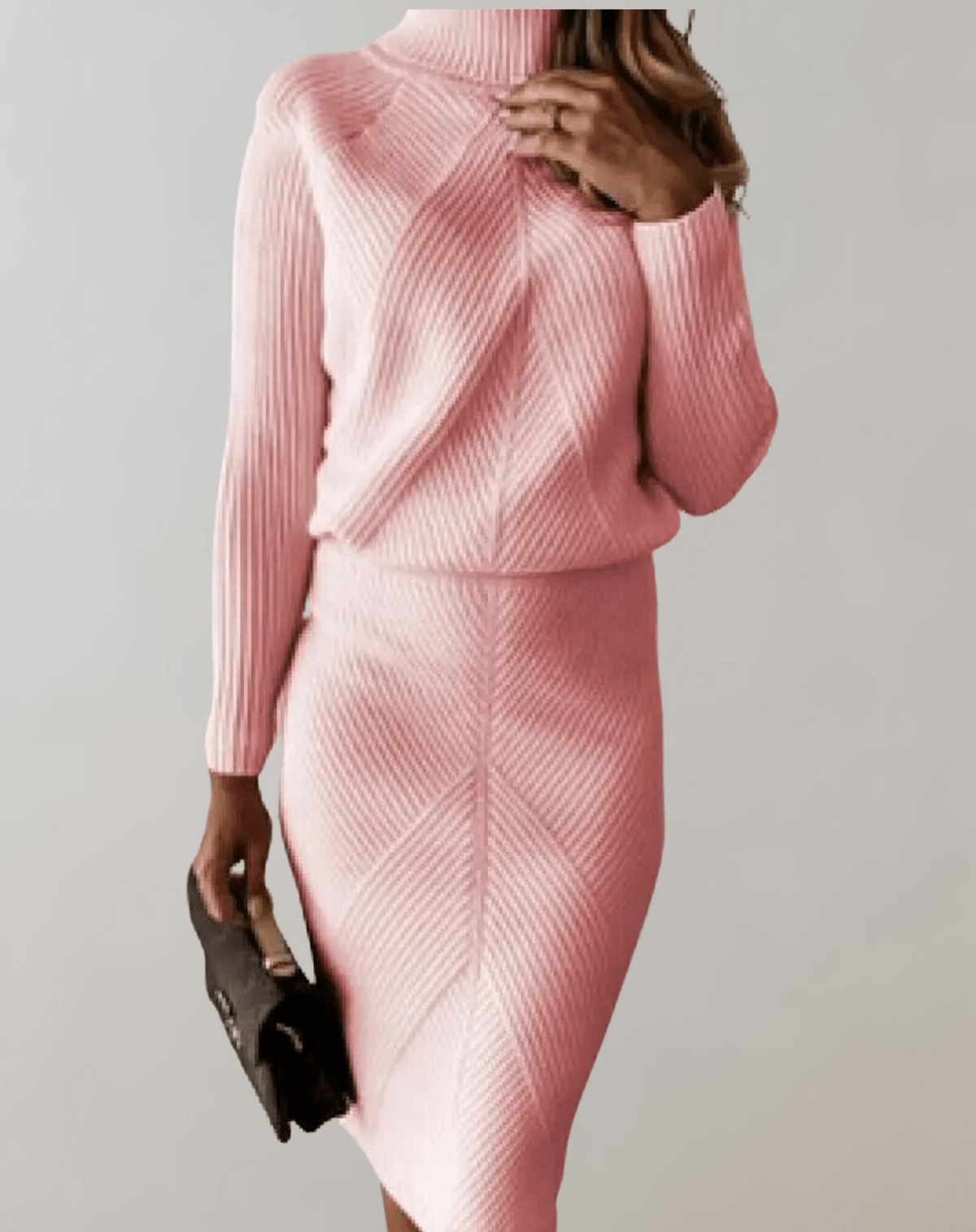 Women's Knitted Roll Neck Jumper And Skirt Co-ord
