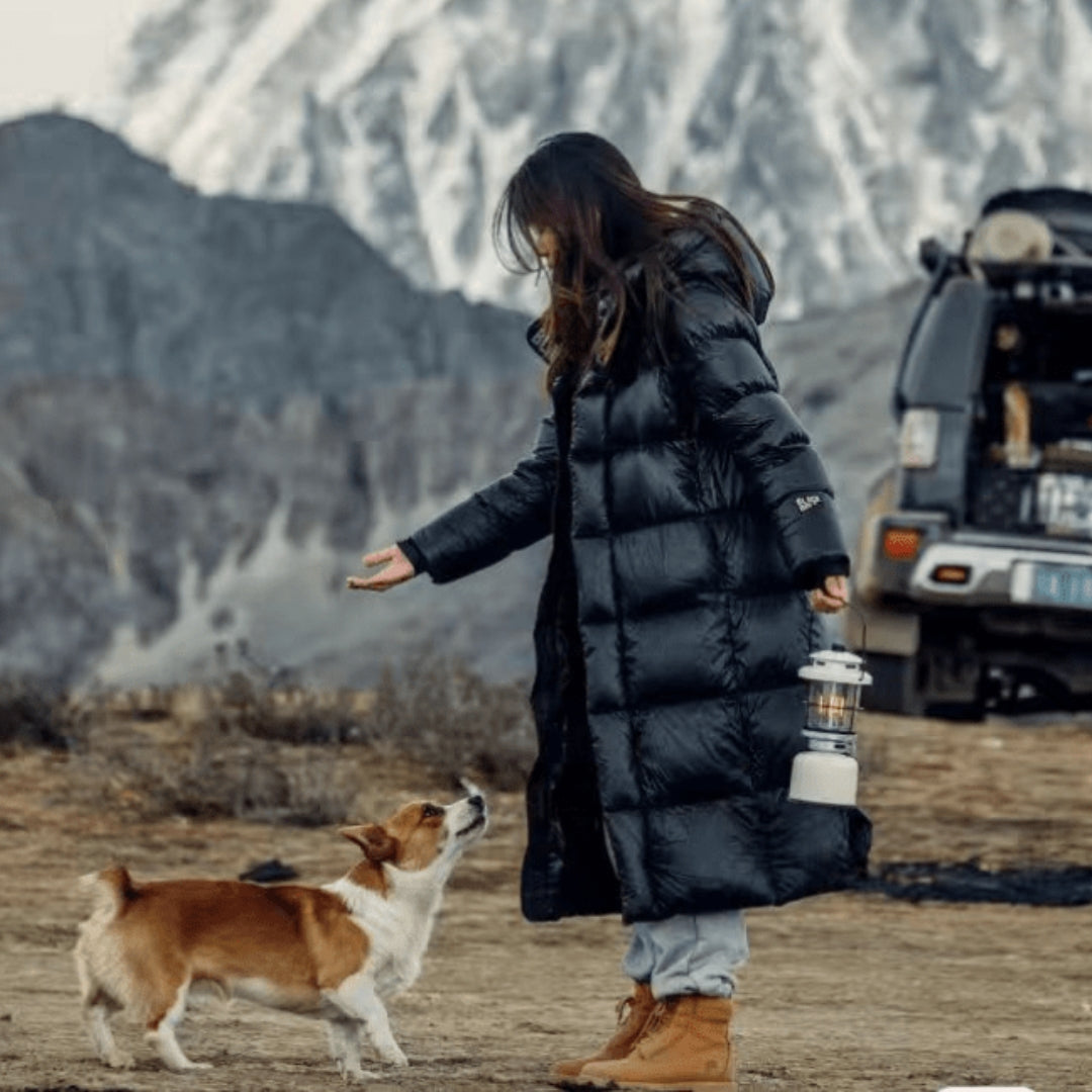 Women’s Long Down Winter Jacket Puffer Coat in black