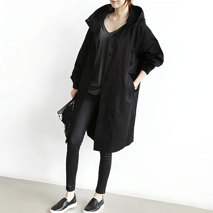 Women’s Oversized Water-Resistant Hooded Trench Coat