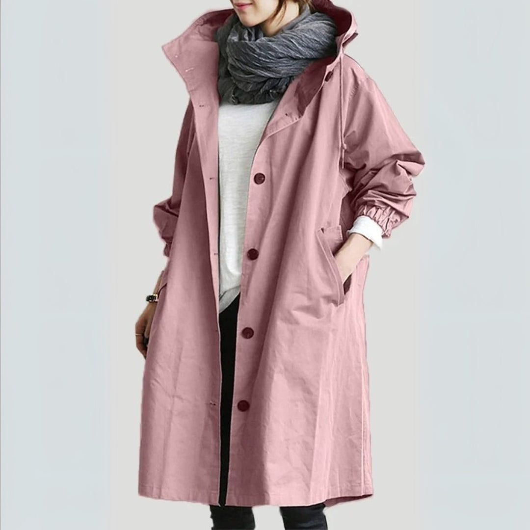 Women’s Oversized Water-Resistant Hooded Trench Coat