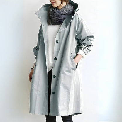 Women’s Oversized Water-Resistant Hooded Trench Coat