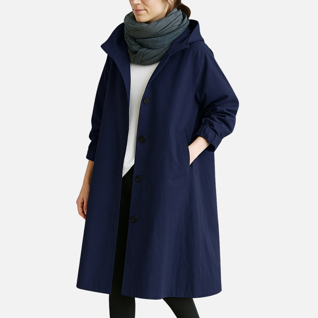 Women’s Oversized Water-Resistant Hooded Trench Coat