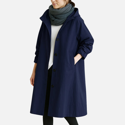 Women’s Oversized Water-Resistant Hooded Trench Coat